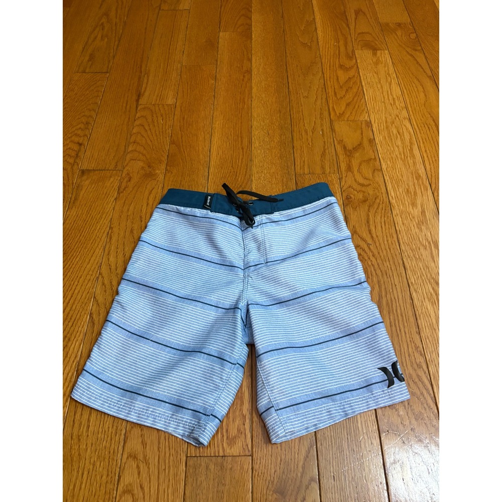 Hurley Boys Blue Striped Board Shorts beach vacation Swim Trunks Size 8/24